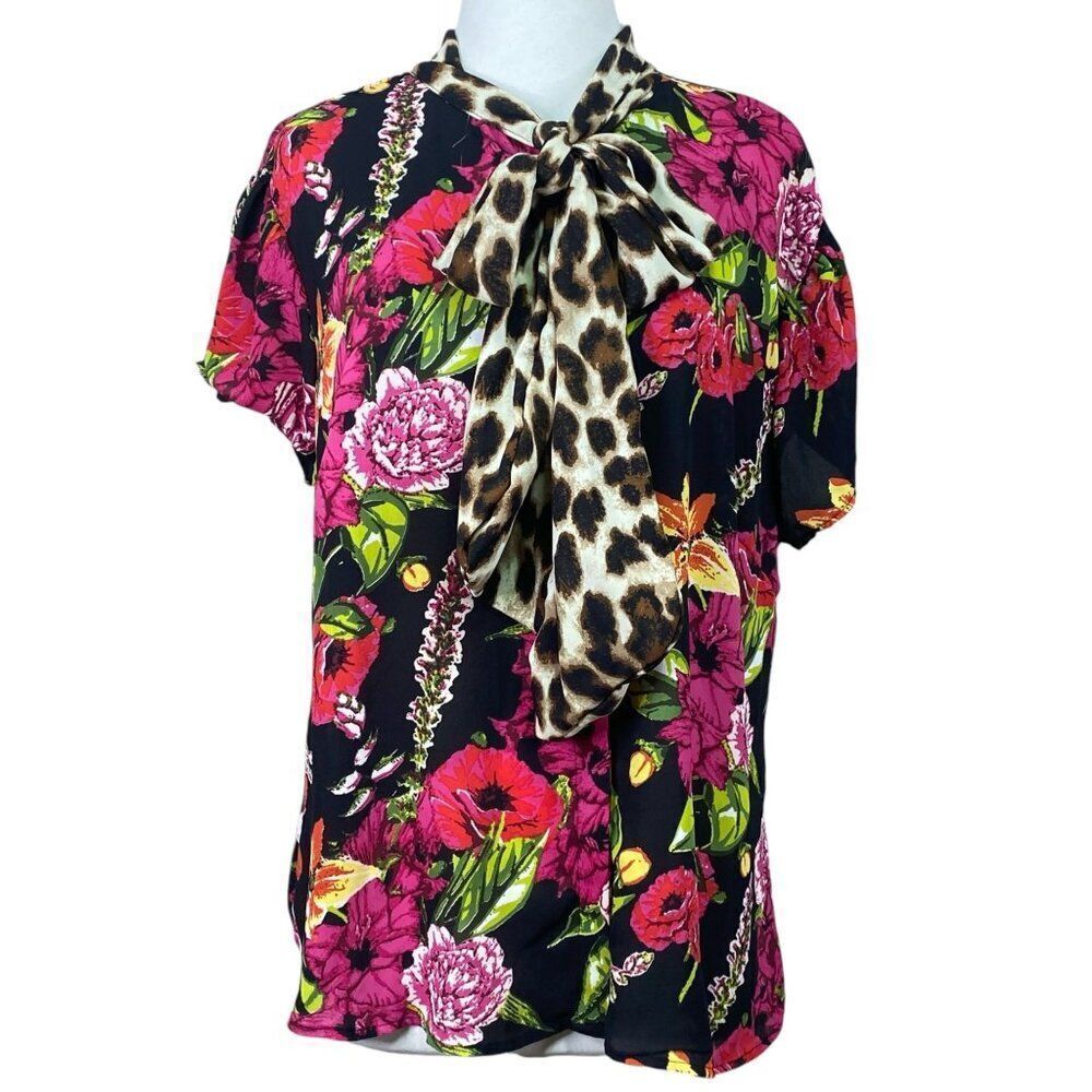 NY&C Floral and Leopard Print Blouse XXL New With Tag